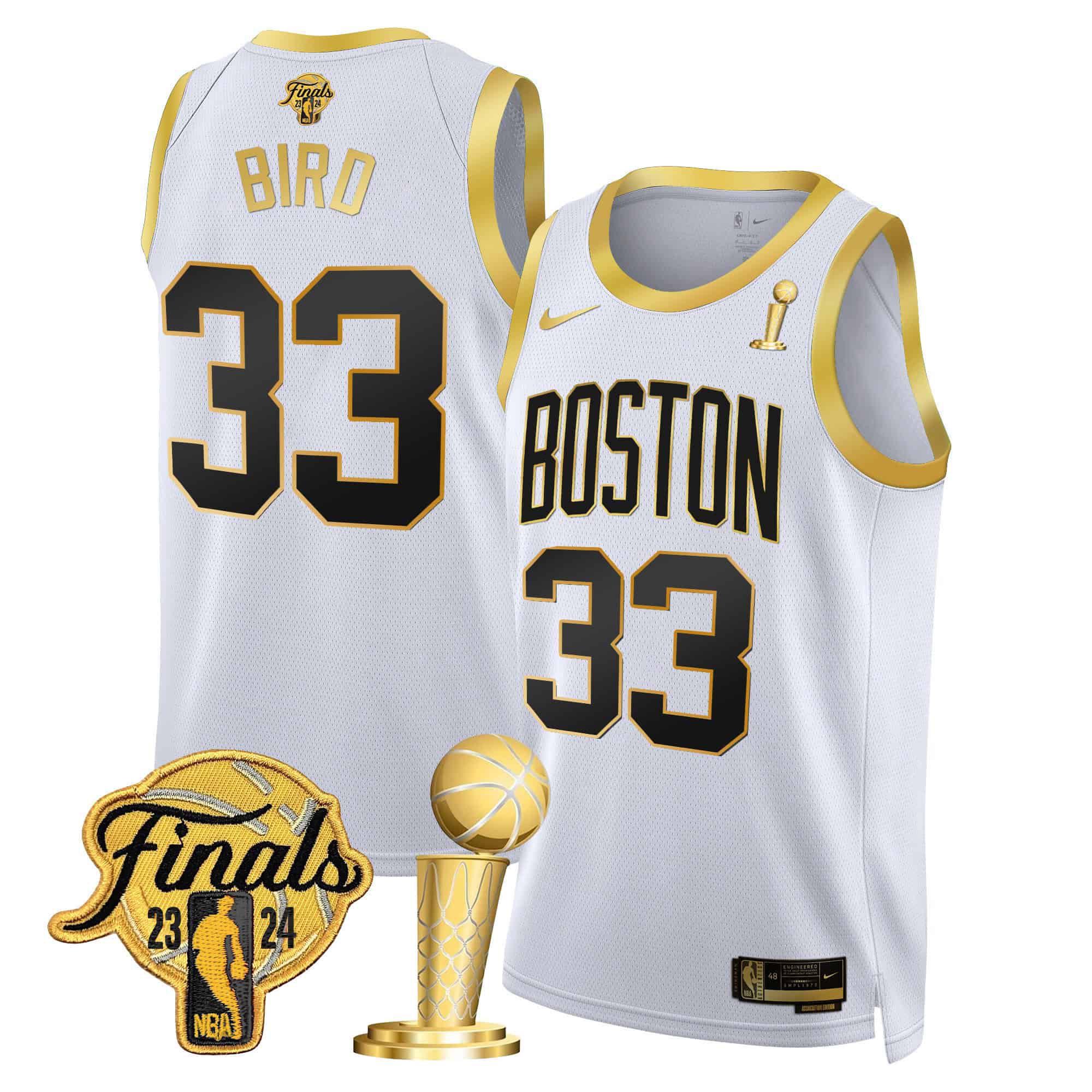 Men Boston Celtics #33 Bird White 2024 Nike Final & Champions Patch Swingman NBA Jersey->boston celtics->NBA Jersey